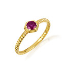 Gold Genuine Gemstone Roped Ring