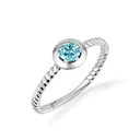 Silver Stackable Custom Aquamarine Birthstone Ring