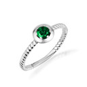 Silver Stackable Custom Emerald Birthstone Ring
