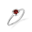 Silver Stackable Custom Garnet Birthstone Ring