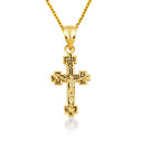 Gold Two Tone Cross Crucifix Jesus Christ Enamel Pendant Necklace