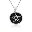 Rose Gold Enamel Wiccan 5 Point Star Pentagram Medallion Pendant Necklace