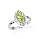 .925 Sterling Silver Marquise Cut  PeridotBirthstone Halo Ring