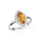 .925 Sterling Silver Marquise Cut Citrine Birthstone Halo Ring