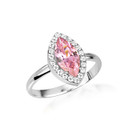 .925 Sterling Silver Marquise Cut Birthstone Halo Ring