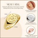 Gold Smiling Moon & Stars Astral Signet Ring