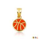Gold Orange Enamel Basketball Sports Pendant