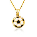 Yellow Gold Enamel Soccer Ball Necklace