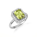 .925 Sterling Silver Radiant Cut Birthstone Halo Ring