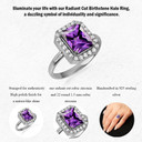 .925 Sterling Silver Radiant Cut Birthstone Halo Ring