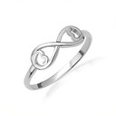 .925 Sterling Silver Infinity Double Heart Love Ring
