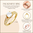 14K Gold Lab Grown Diamond Engagement Ring with measurements