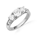 14K White Gold Lab Grown Three Stone Diamond Engagement Ring