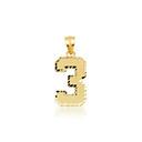 Gold Personalized Sports Number Diamond Cut Pendant Necklace (Available in Yellow/Rose/White Gold)