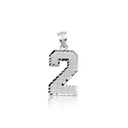 .925 Sterling Silver Personalized Sports Number Diamond Cut Pendant Necklace