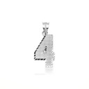 .925 Sterling Silver Personalized Sports Number Diamond Cut Pendant Necklace