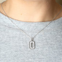 White Gold Diamond Cut Jersey Number 0 Personalized Sports Pendant Necklace on model