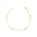 14K Yellow Gold Heart Ribbon Love Bracelet 7"