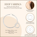 .925 Sterling Silver Diamond Cut Textured Hoop Earrings small and large with measurements