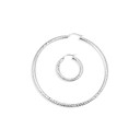 .925 Sterling Silver Diamond Cut Textured Hoop Earrings small and large