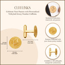 Yellow Gold Custom Volleyball Number Sports Cufflinks with measurements