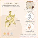 Gold Cursive Diamond Cut Letter "A-Z" Initial Pendant Necklace (Available in Yellow/Rose/White Gold)