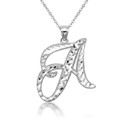 .925 Sterling Silver Cursive Diamond Cut Letter "A-Z" Initial Pendant Necklace