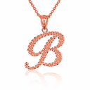 Solid Gold Script Cursive Initial "A-Z" Pendant  Necklace(Available in Yellow/Rose/White Gold)