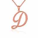 Solid Gold Script Cursive Initial "A-Z" Pendant  Necklace(Available in Yellow/Rose/White Gold)