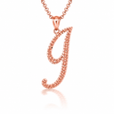 Solid Gold Script Cursive Initial "A-Z" Pendant  Necklace(Available in Yellow/Rose/White Gold)