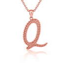 Solid Gold Script Cursive Initial "A-Z" Pendant  Necklace(Available in Yellow/Rose/White Gold)