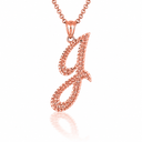 Solid Gold Script Cursive Initial "A-Z" Pendant  Necklace(Available in Yellow/Rose/White Gold)