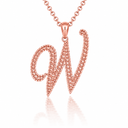 Solid Gold Script Cursive Initial "A-Z" Pendant  Necklace(Available in Yellow/Rose/White Gold)