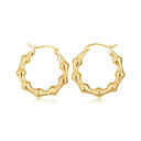 Yellow Gold Polished Ribbed Hoop Earrings