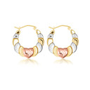 Tri-Color Gold Heart Hoop Earrings