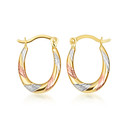 Tri-Color Gold Striped Oval Hoop Earrings