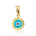 Yellow Gold Blue Enamel Evil Eye Flower Pendant