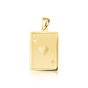 14K Yellow Gold Ace Of Hearts Playing Cards Pendant