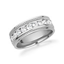 White Gold Lab Grown CVD Diamond Milgrain Wide Fit Wedding Band Men's Engagement Ring