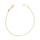 14K Yellow Gold Blue Enamel Bead Anklet