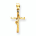 14K Gold Flame of the Holy Spirit Cross Pendant