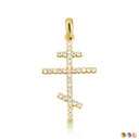 Gold Diamond Russian Orthodox Cross Crucifix Pendant