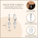 .925 Sterling Silver Arrowhead Drop Huggie Hoop Earrings with measurements
