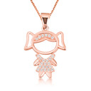 Rose Gold Girl Silhouette Studded Pendant