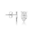 .925 Sterling Silver Owl Stud Earrings