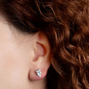 .925 Sterling Silver Owl Stud Earrings on female model