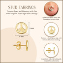 Yellow Gold Peace Sign Boho Stud Earrings measurement