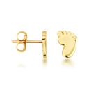 Yellow Gold Baby Foot Print Stud Earrings