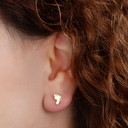 Yellow Gold Baby Foot Print Stud Earrings on female model