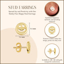 Yellow Gold Smiley Face Happy Stud Earrings measurement